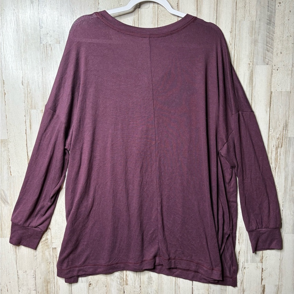 OLD NAVY Long Sleeve Oversized Boyfriend Henley Plush Knit Tunic Dark Purple XXL - Picture 10 of 14